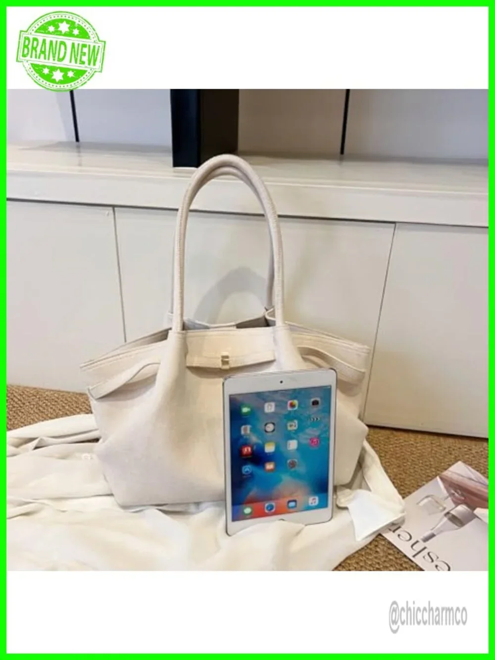 Faux Suede Hobo Tote Bag Shoulder Handbag for Work Travel